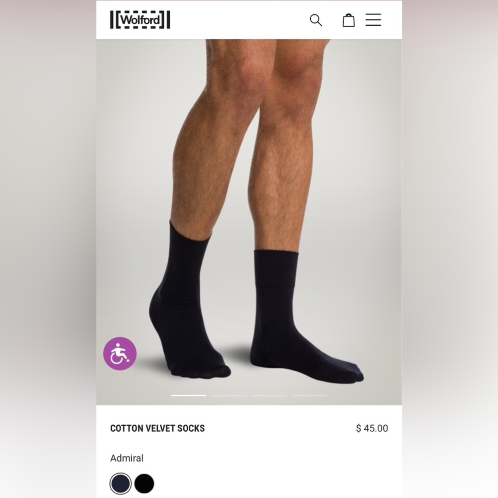 Wolford NWT Cotton Velvet Dress Socks - Admiral size 38-40 (US 7-9.5)